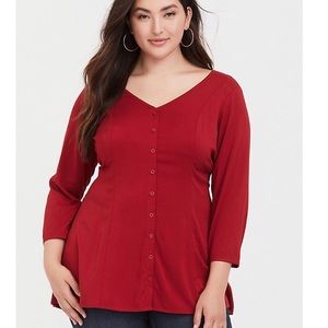 Red/Rust Torrid Button Blouse Tunic